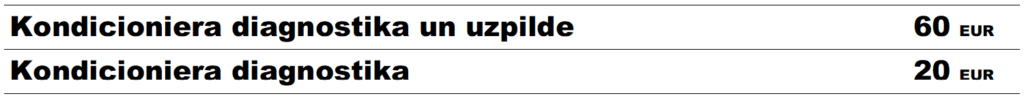 Kondicioniera diagnostika un uzpilde