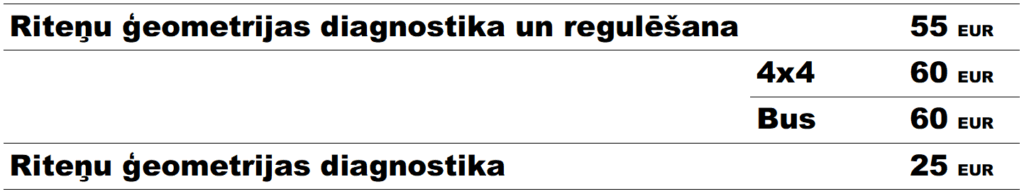 Riteņu ģeometrijas diagnostika un regulēšana